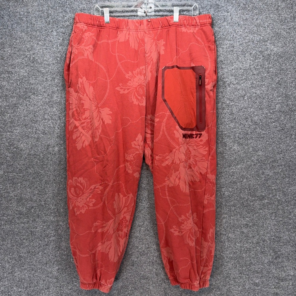 Burton Mine77 Sweatpants Mens XXL Red Floral Print Tech Pocket Joggers RARE